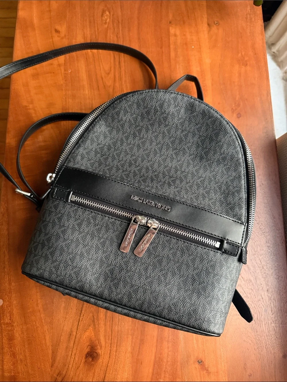 Michael Kors Textured Black Mini Backpack with Silver Hardware